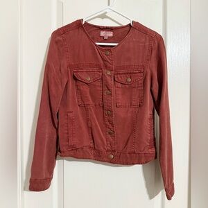 Lucky Brand Women's Snap Button Rust Brown Lyocell Lightweight Jacket